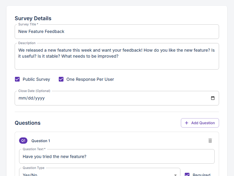 Release Cadence Survey Builder