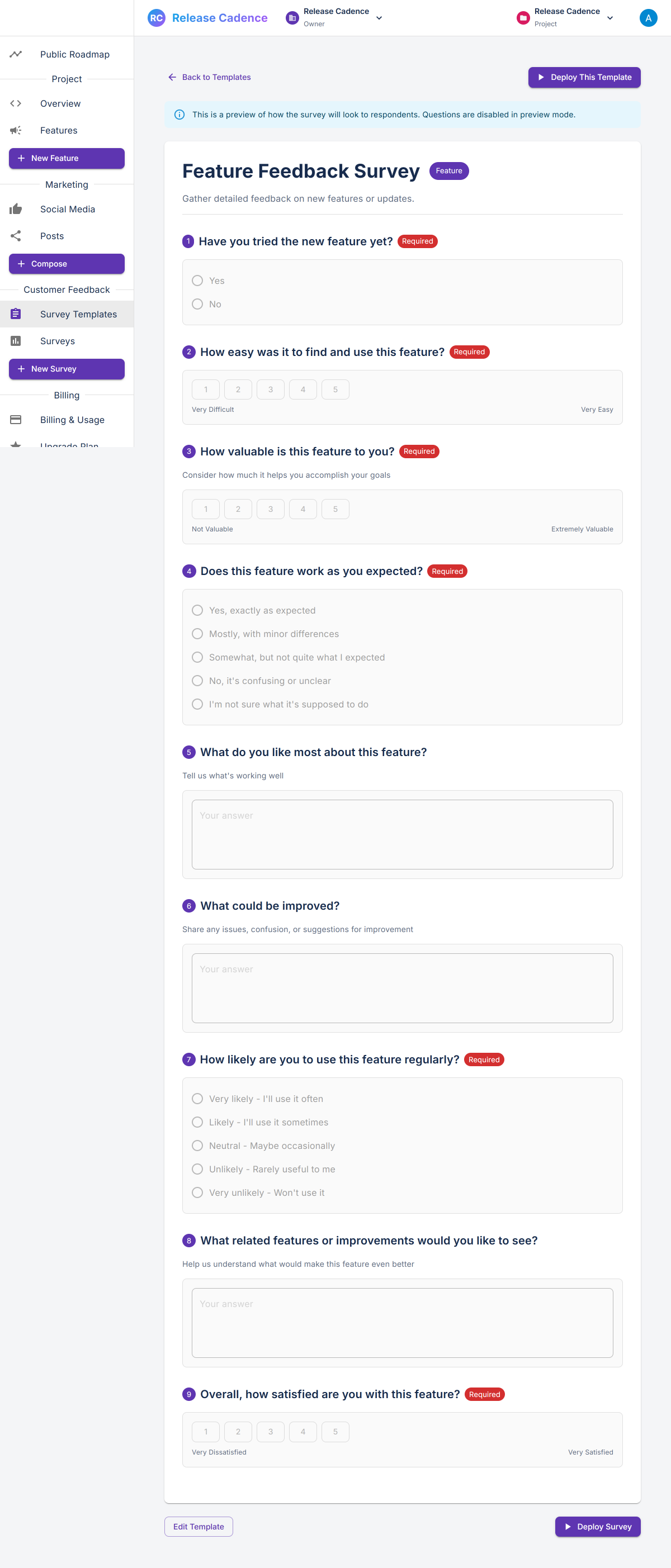 Survey Template Builder